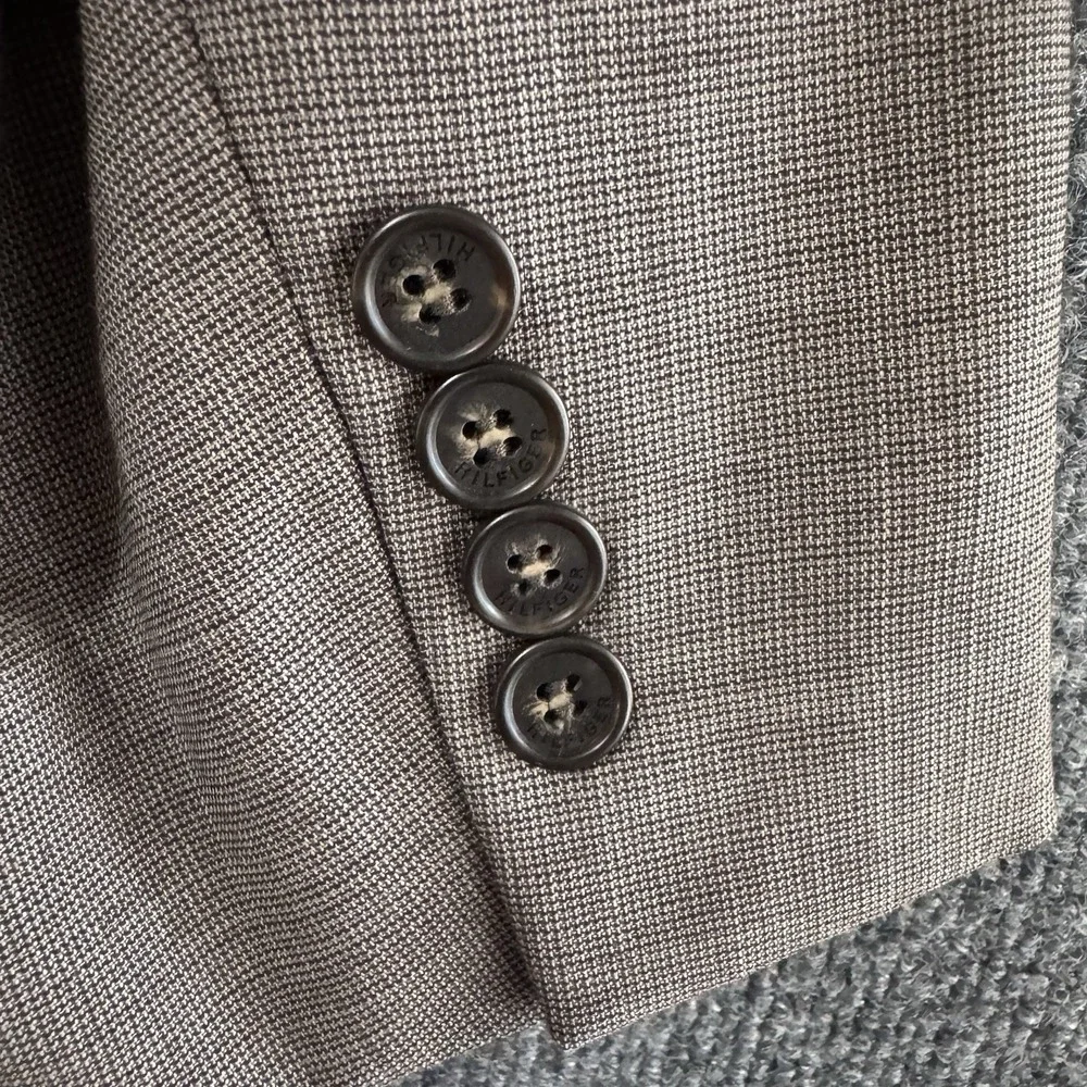 Vtg Tommy Hilfiger Blazer 97% Wool Lycra Sharkskin Jacket Sport Coat Men's 48R